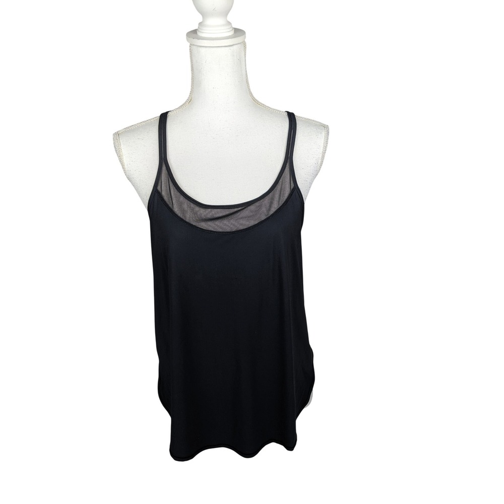 Lululemon Black Anew Strap Open Back Mesh Scoop Neck Yoga Tank Top Size 6